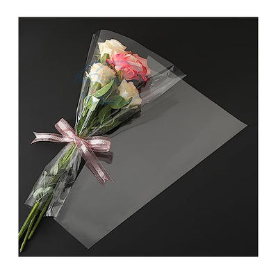دسته گل رز پلاستیکی شفاف 200 عدد آستین کیسه های بسته بندی گل سلفون
