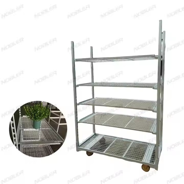 ترولی گل هلندی تاشو با ظرفیت 50 کیلوگرم برای نگهداری و حمل آسان شکوفه های نقره ای-سفید