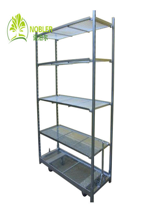 Loading Capacity 40KG shelf Danish Flower Trolley Featuring Dark Brown Laminate Color and Natural Wood Finish Providing Support for Floral Transport