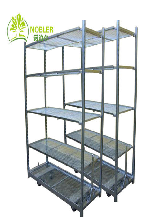 Loading Capacity 40KG shelf Danish Flower Trolley featuring Dark Brown Laminate Color and Natural Wood Finish built for floral transport